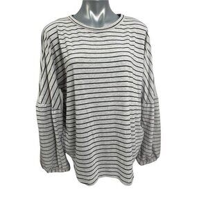 Juicy Couture Gray & Black Striped Long Sleeve Top Women's Size XXL